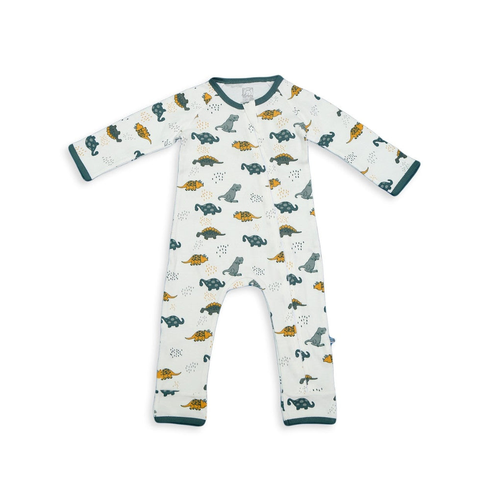 dino printed cotton zipper romper dress