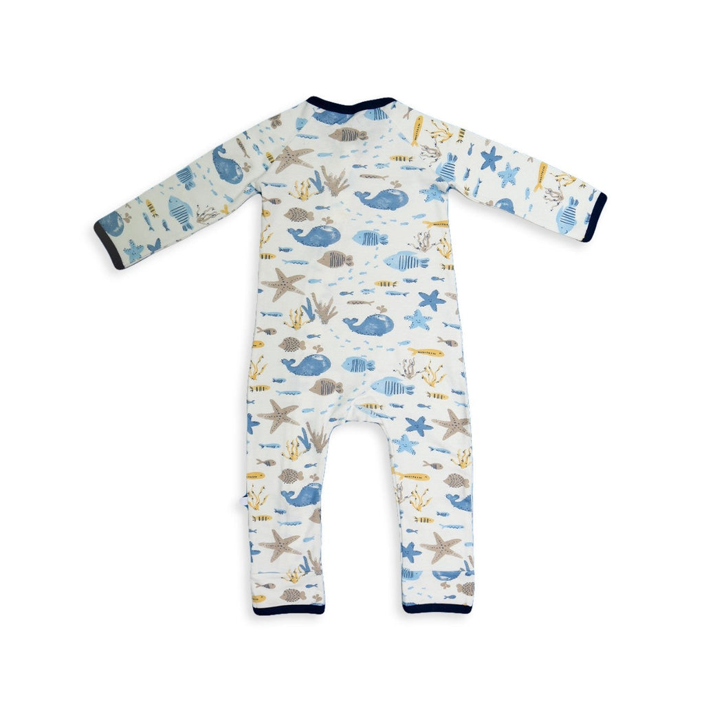 ocean theme baby zipper romper suit back