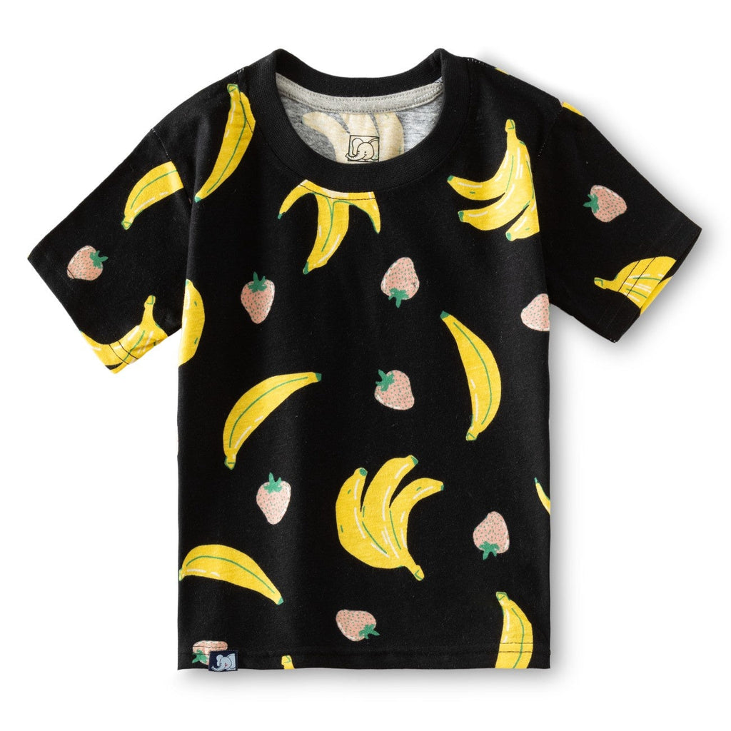 banana printed black kids clothing set tshirt