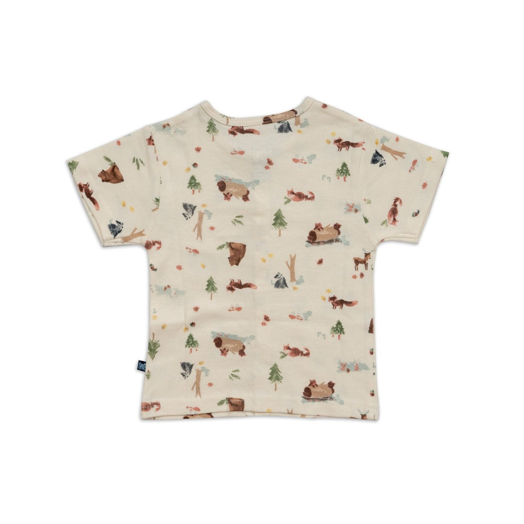 bear printed cotton baby dress set back view