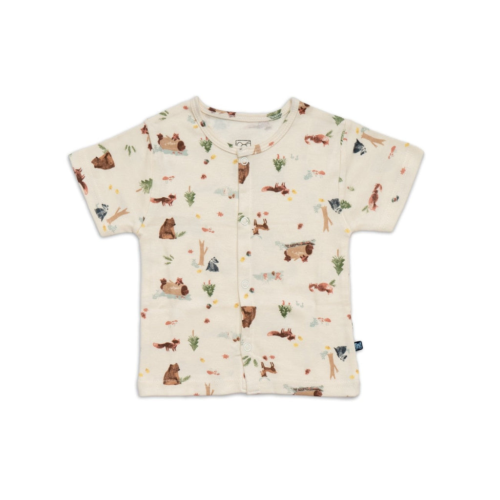 bear printed cotton baby dress set front