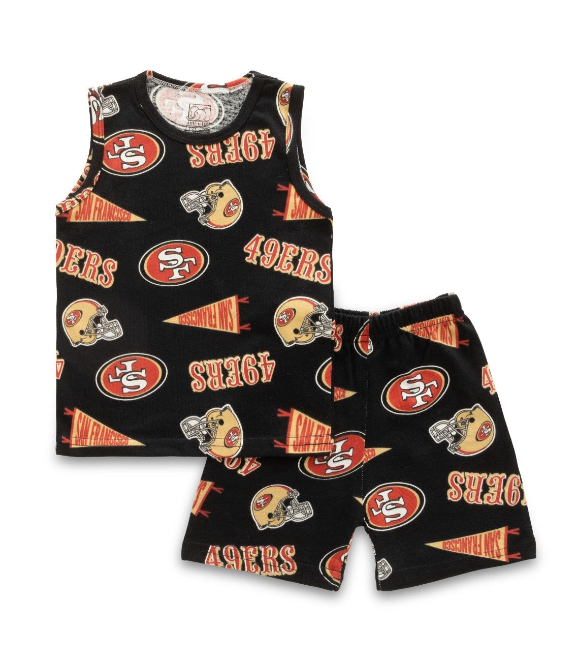 SF Printed Black Kids Clothing Set front