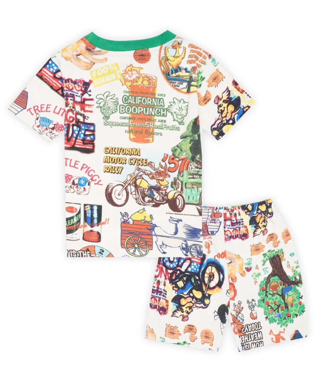 cartoons printed kids clothing set back