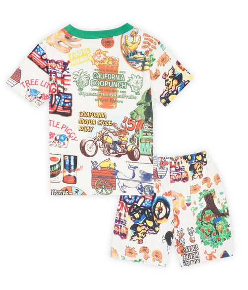 cartoons printed kids clothing set back