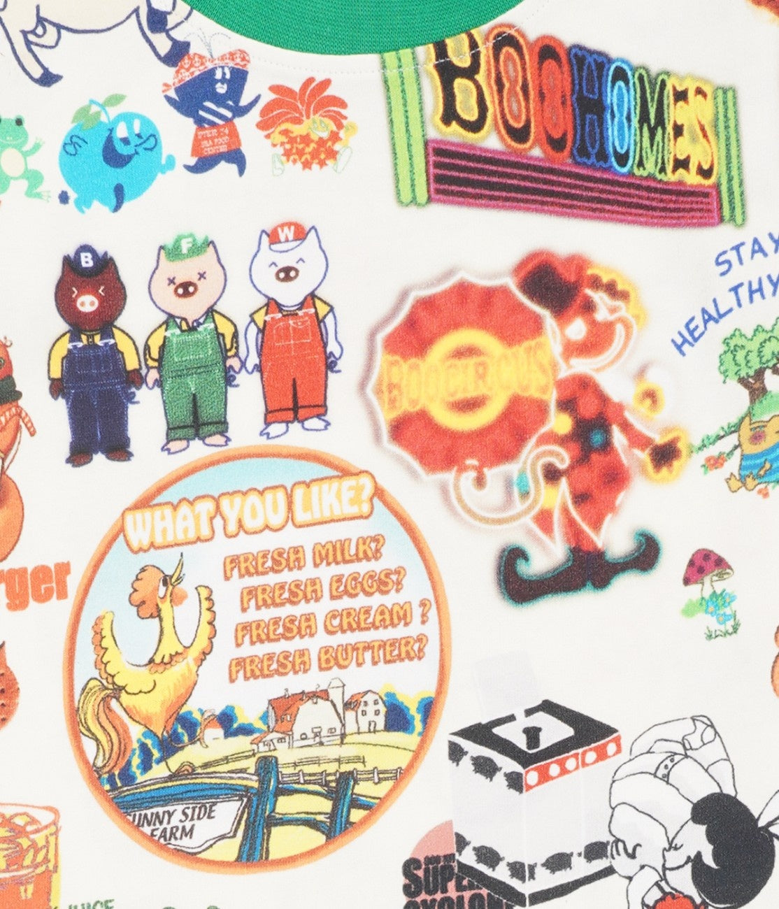 cartoons printed kids clothing set closeup