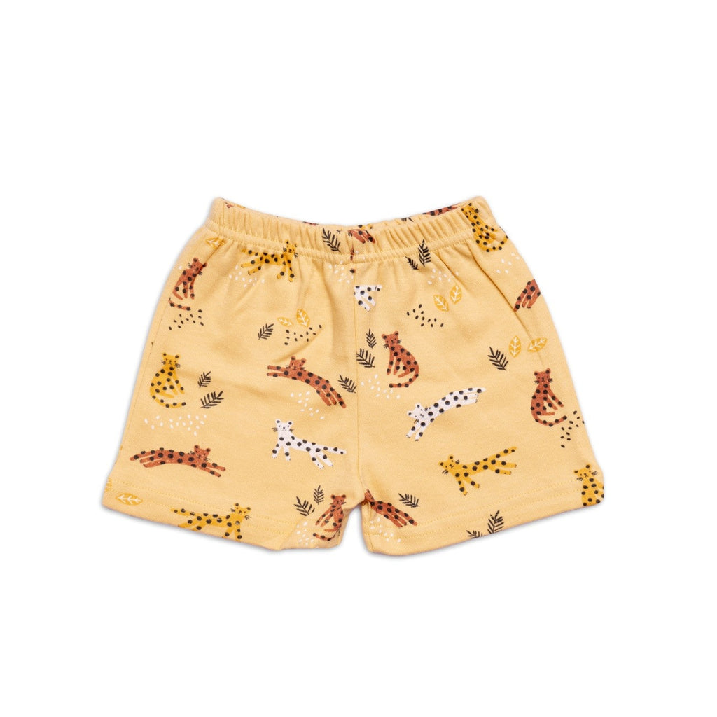 cheetah printed cotton baby shorts set
