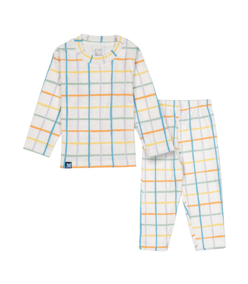 checked kids full sleeve kids pyjama set 