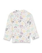 clouds printed full sleeve kids pyjama set back