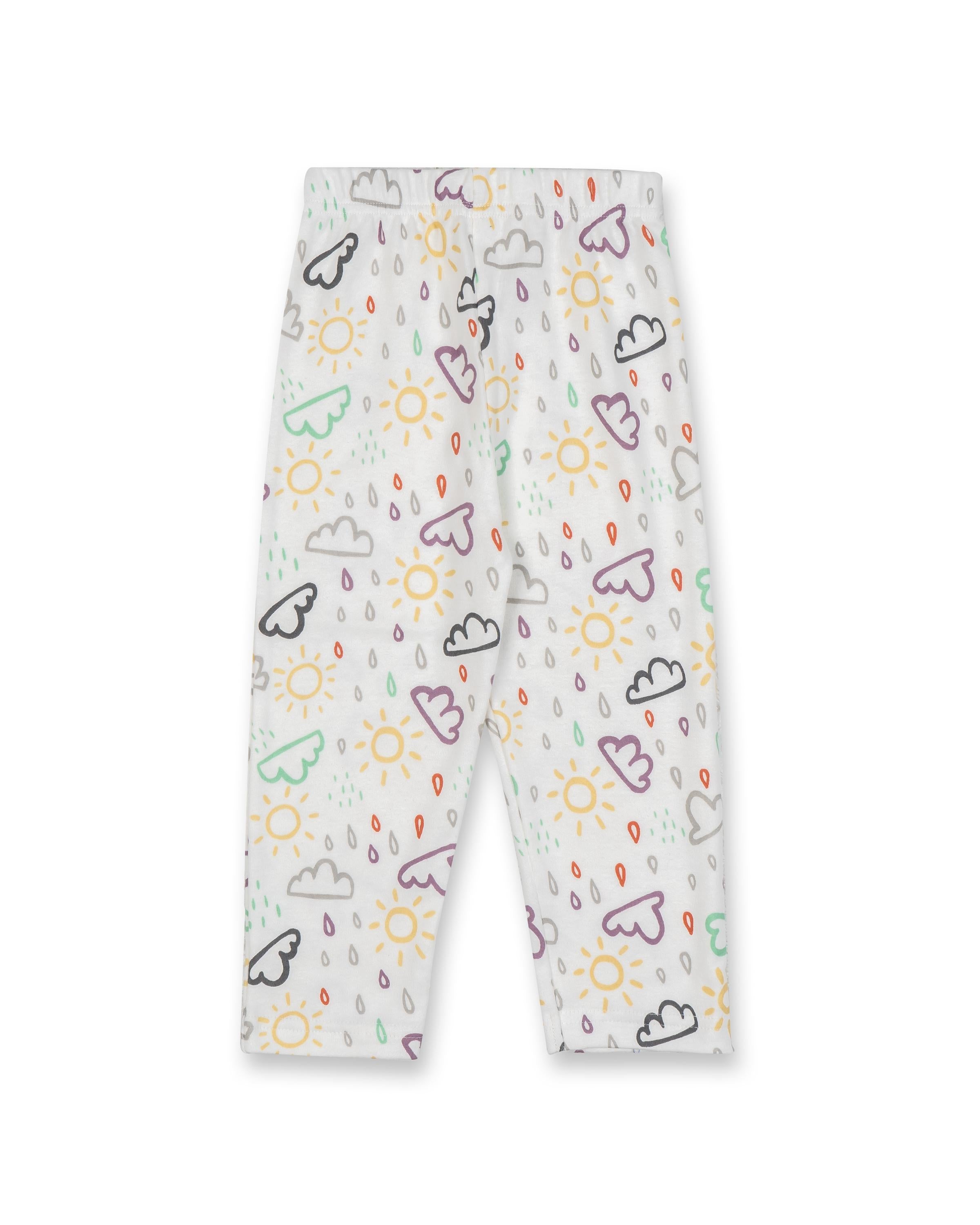 clouds printed full sleeve kids pyjama set pant