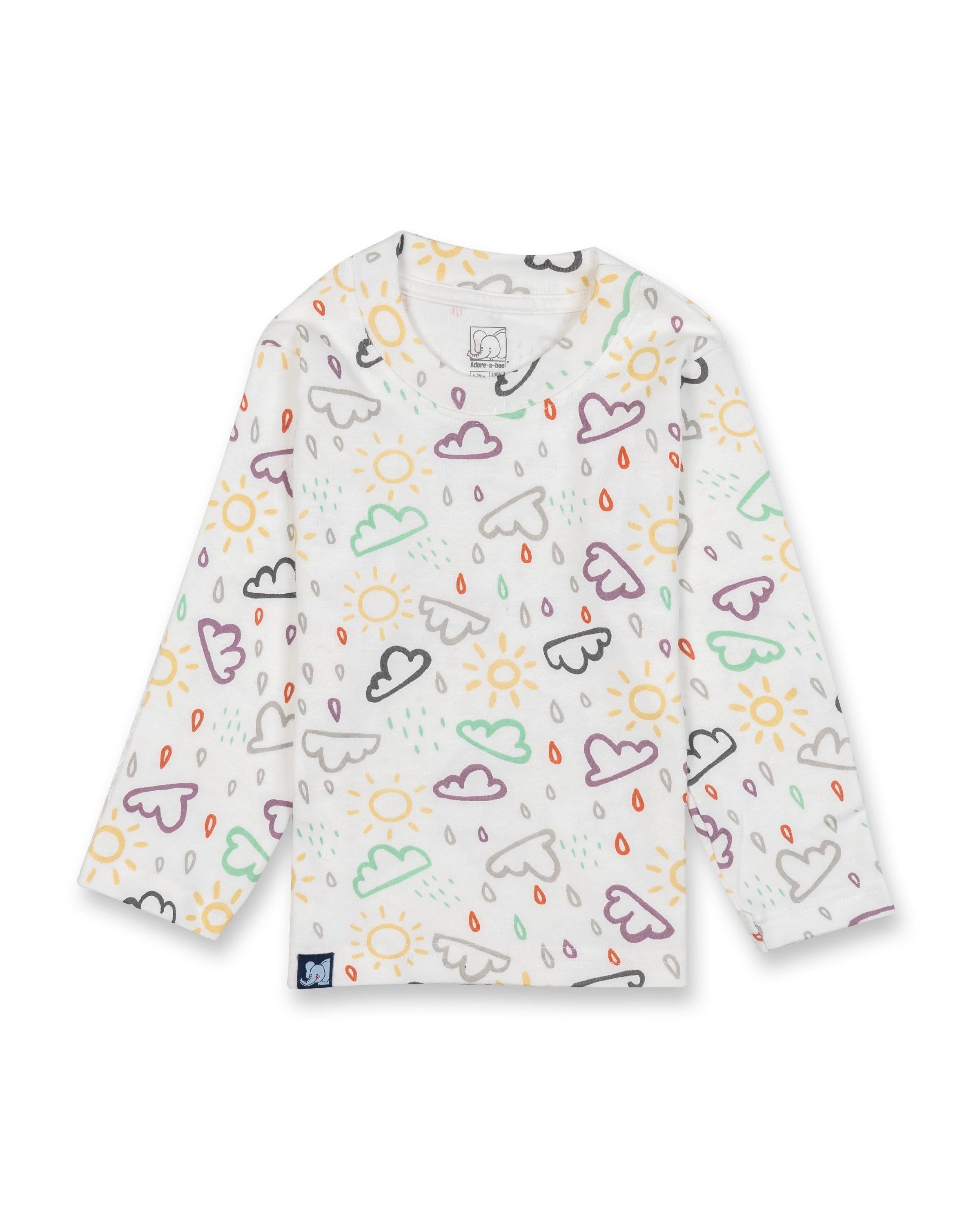 clouds printed full sleeve kids tshirt 