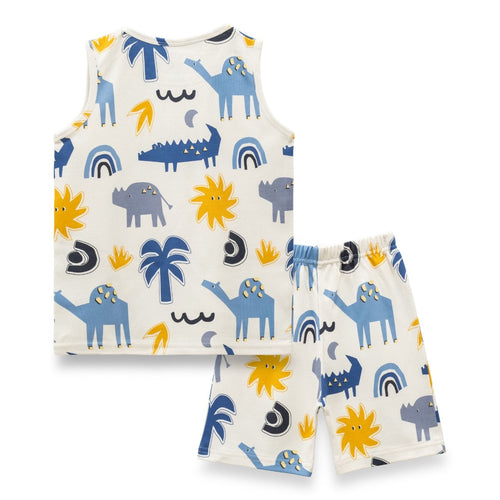 Camel Printed White Kids Clothing Set back