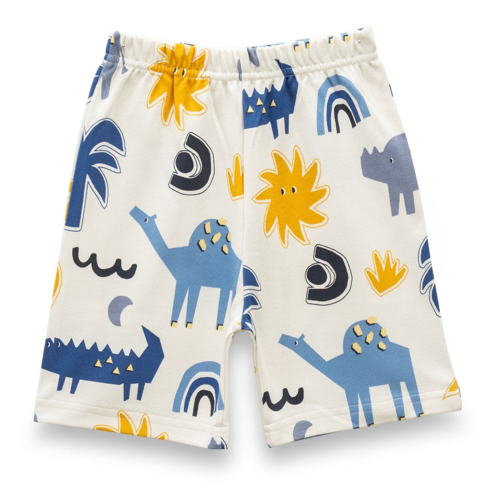 Camel Printed White Kids Clothing Set shorts