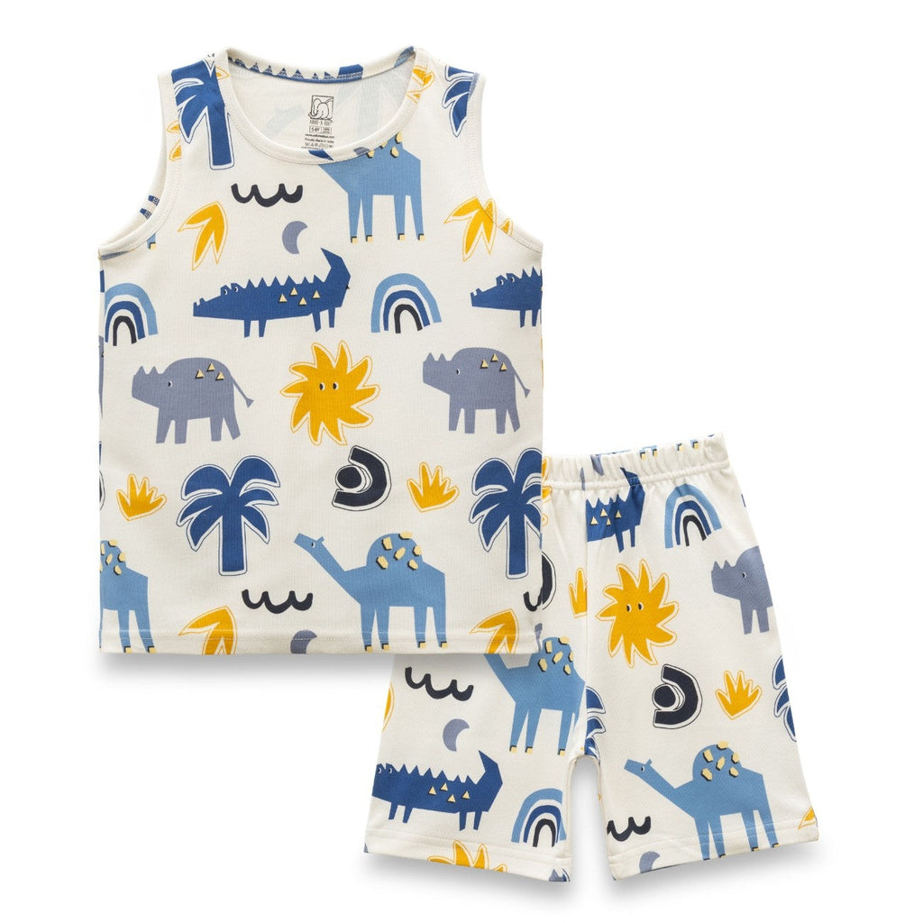 Camel Printed White Kids Clothing Set front
