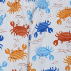 crab printed baby cotton night suit set closeup