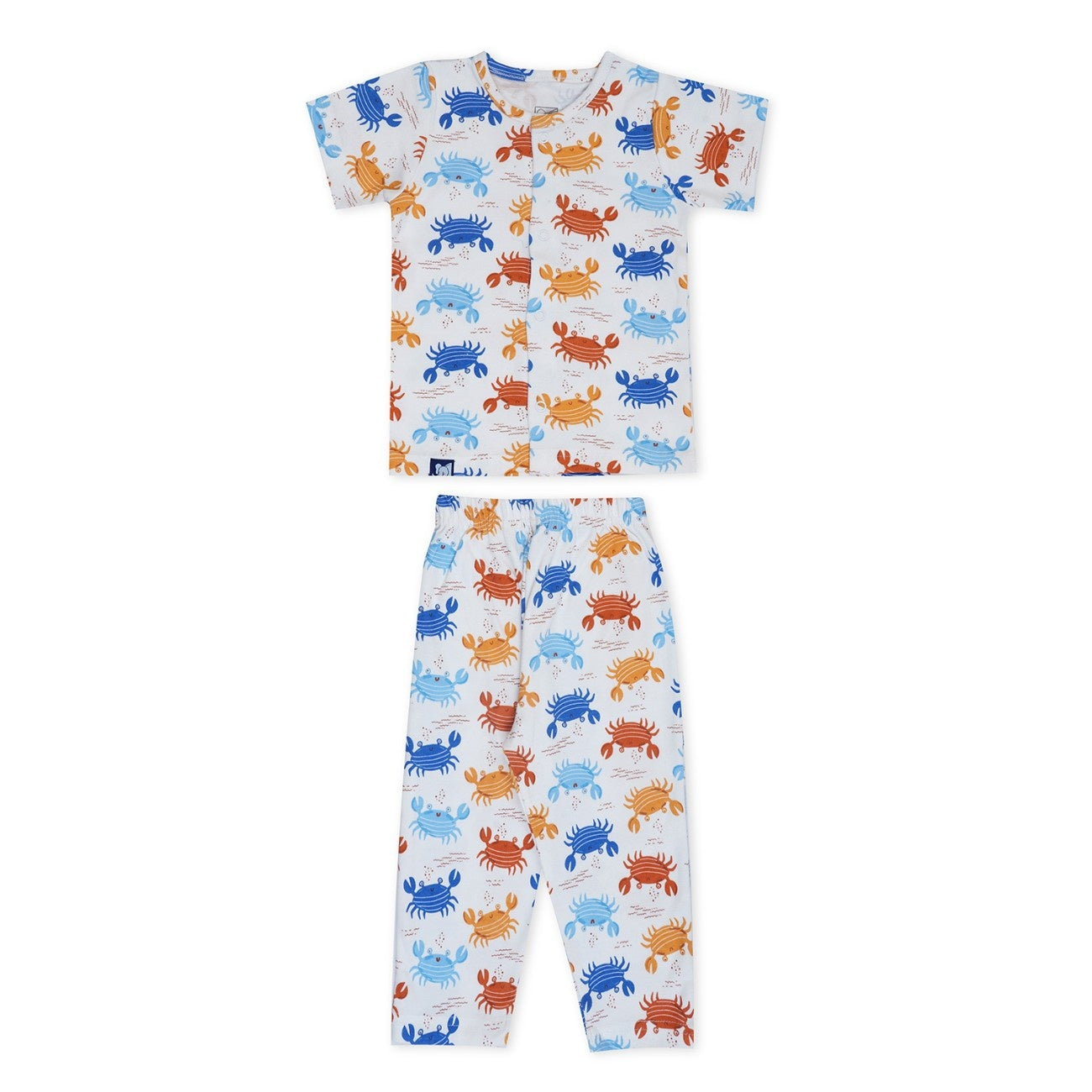 crab printed baby cotton night suit set