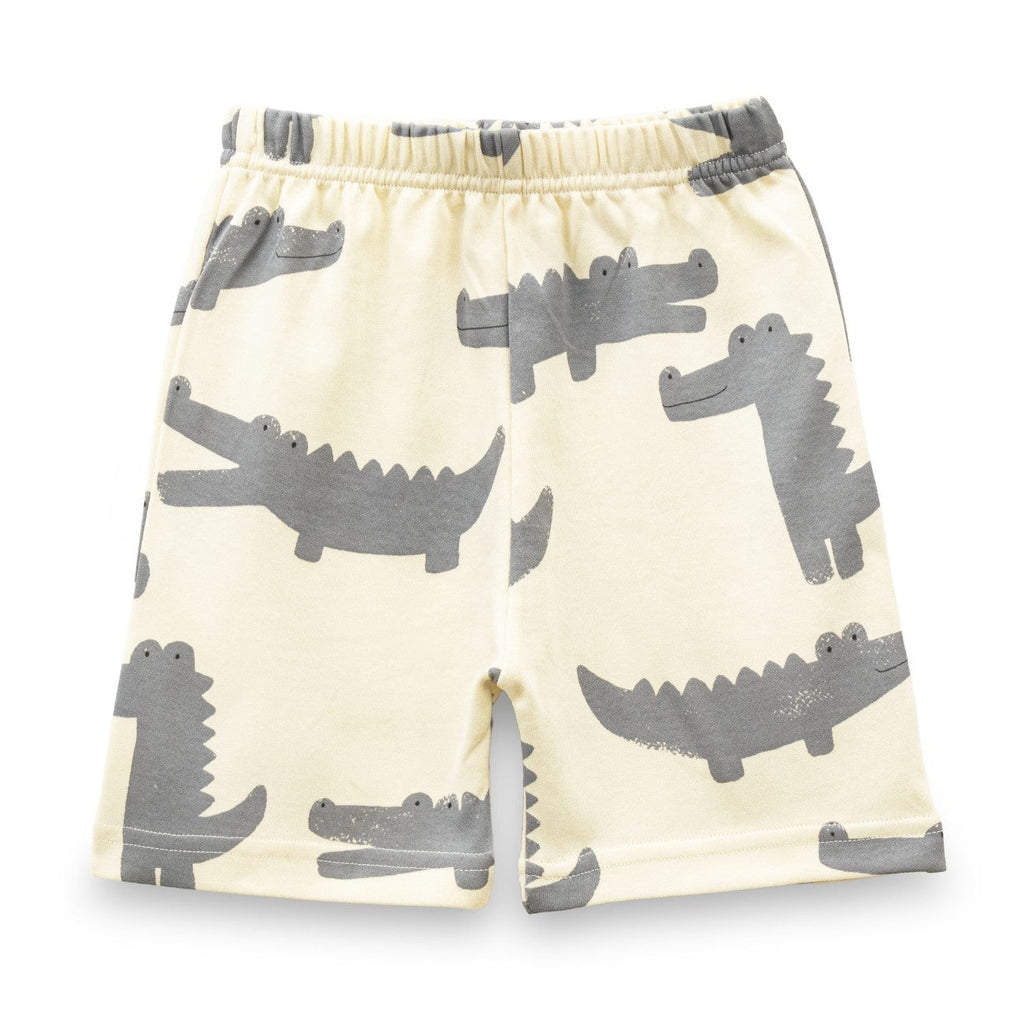 Croc Printed White Kids Clothing Set shorts
