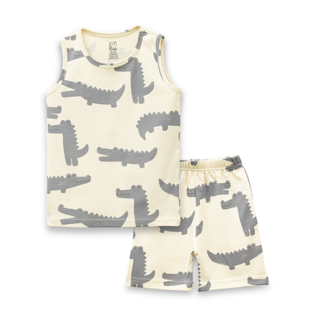 Croc Printed White Kids Clothing Set front