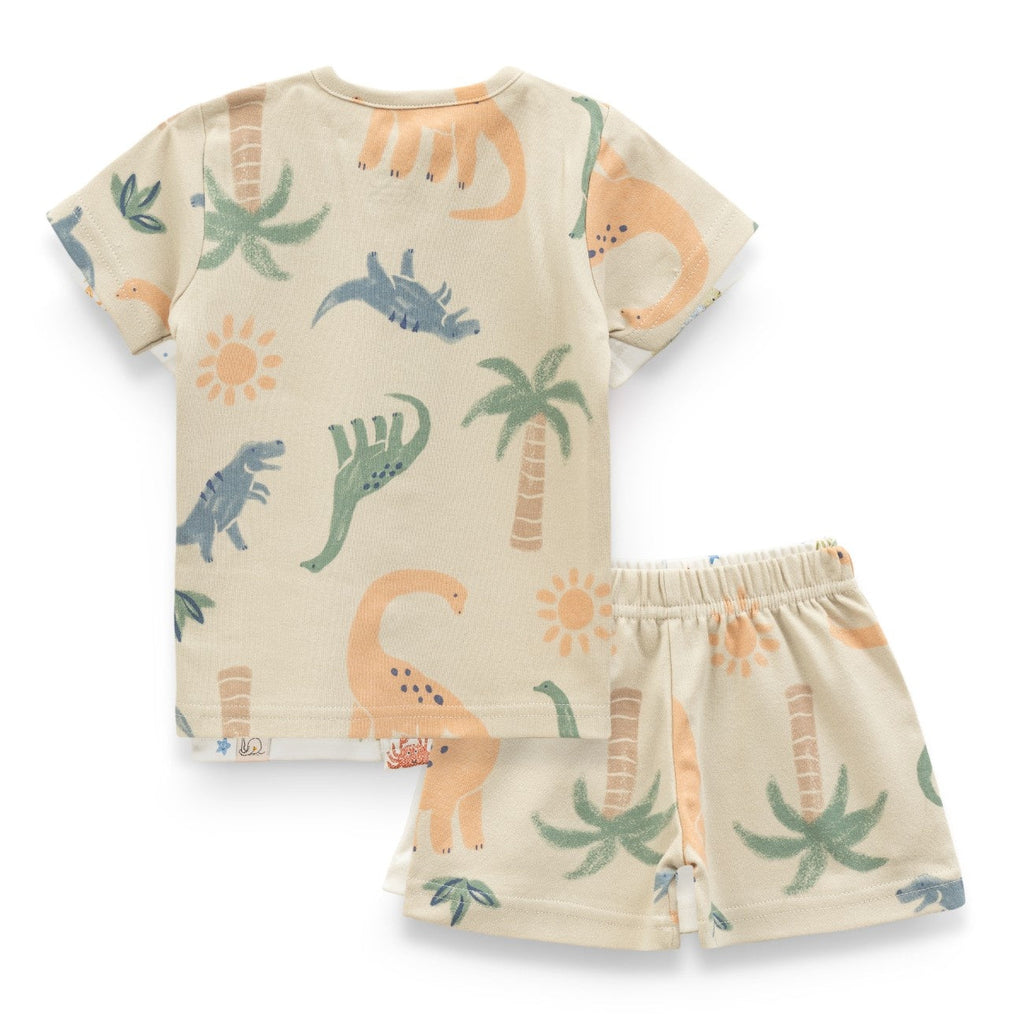 dino family printed cute baby clothing set back
