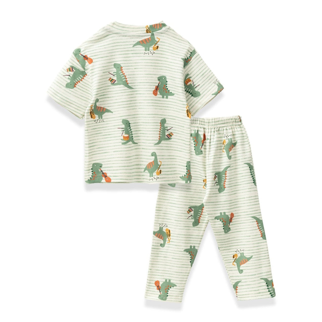 dinosaur printed cotton baby pyjama set back