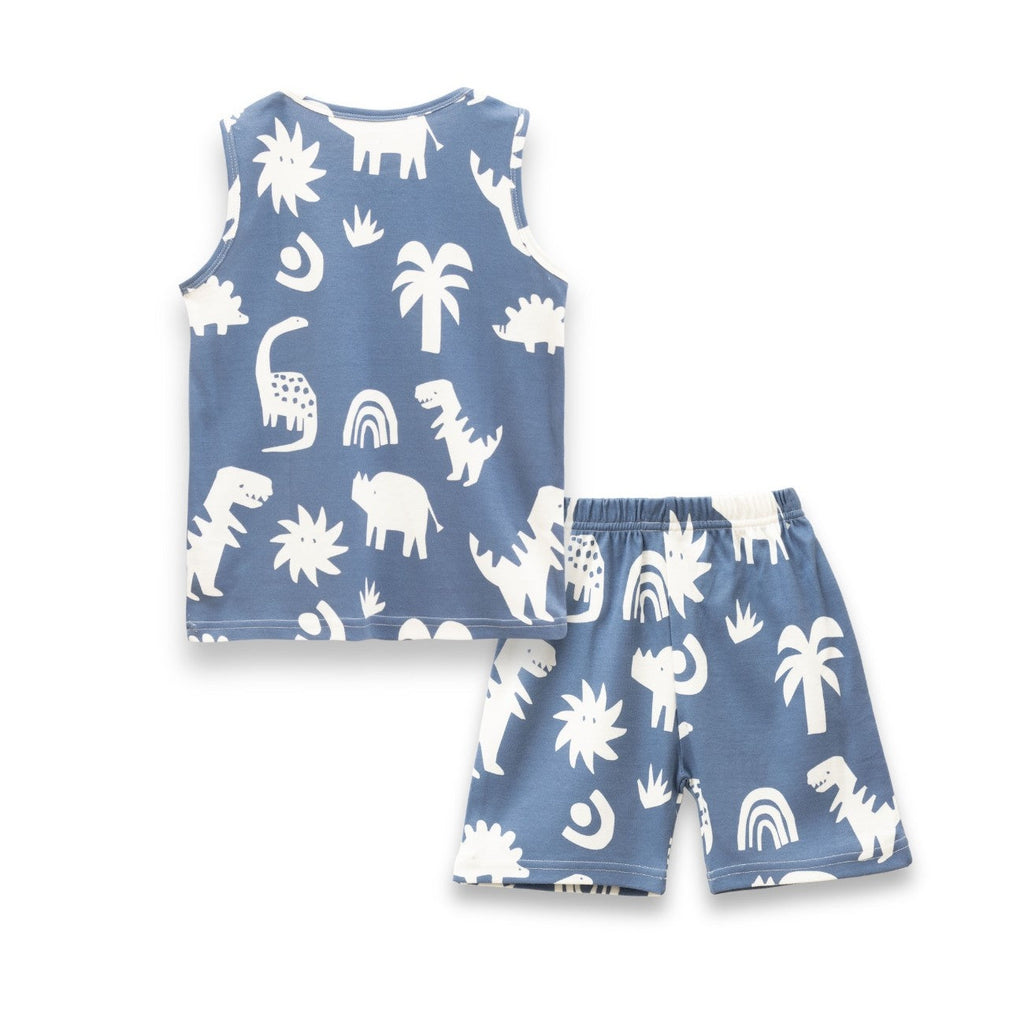Dinosaur Silhoute Blue Kids Clothing Set back