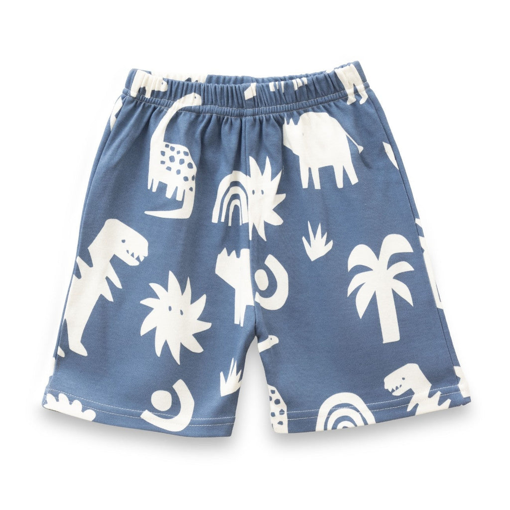 Dinosaur Silhoute Blue Kids Clothing Set shorts