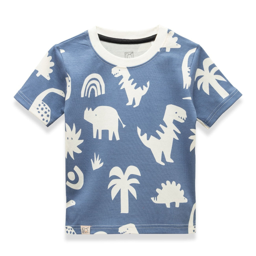 dino printed kids pajama set tshirt