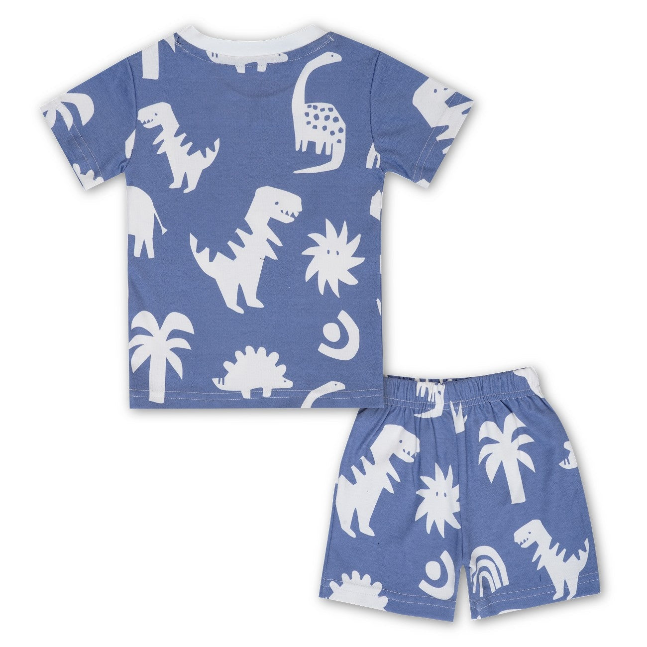 dino printed white kids clothing set back