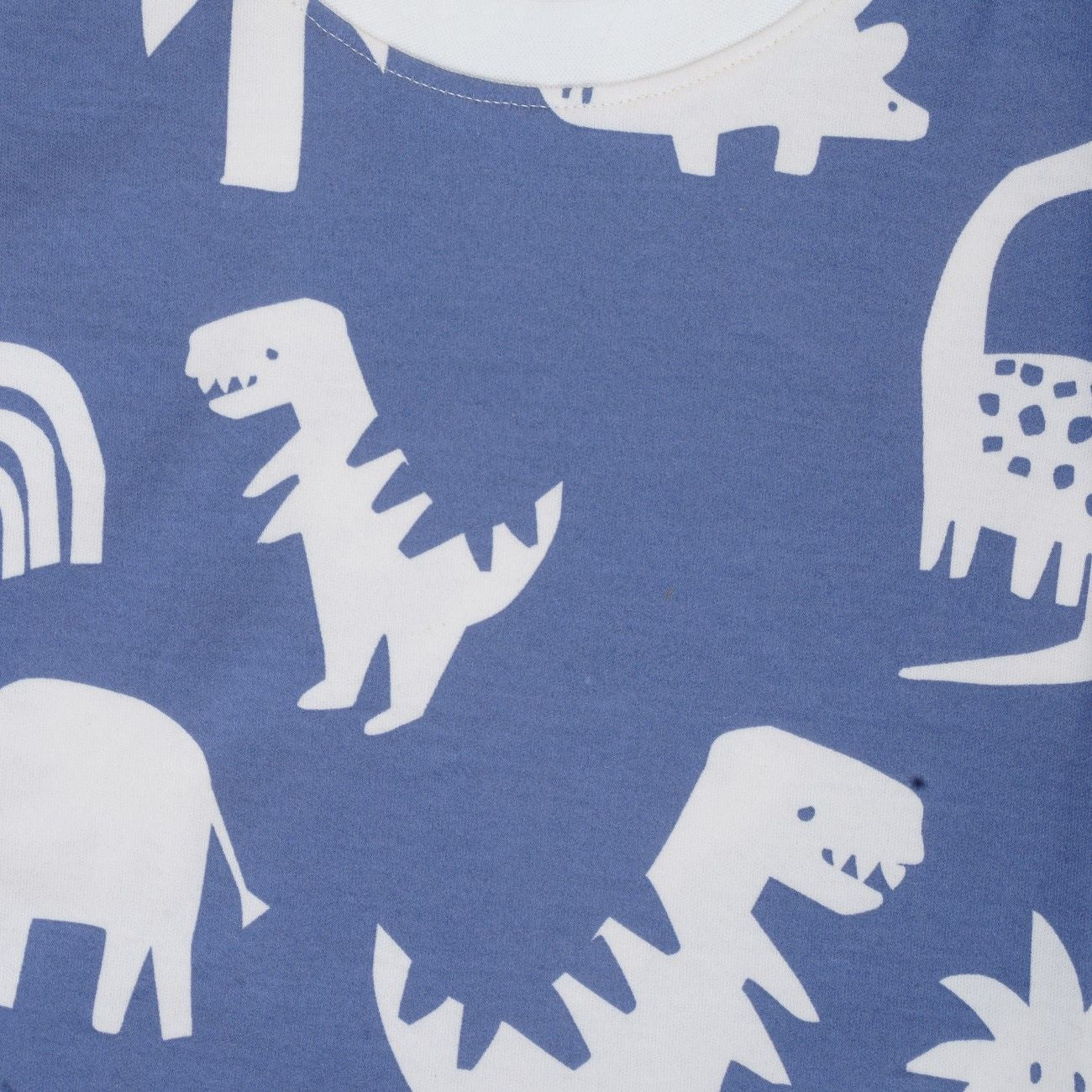 dino printed white kids clothing set closeup