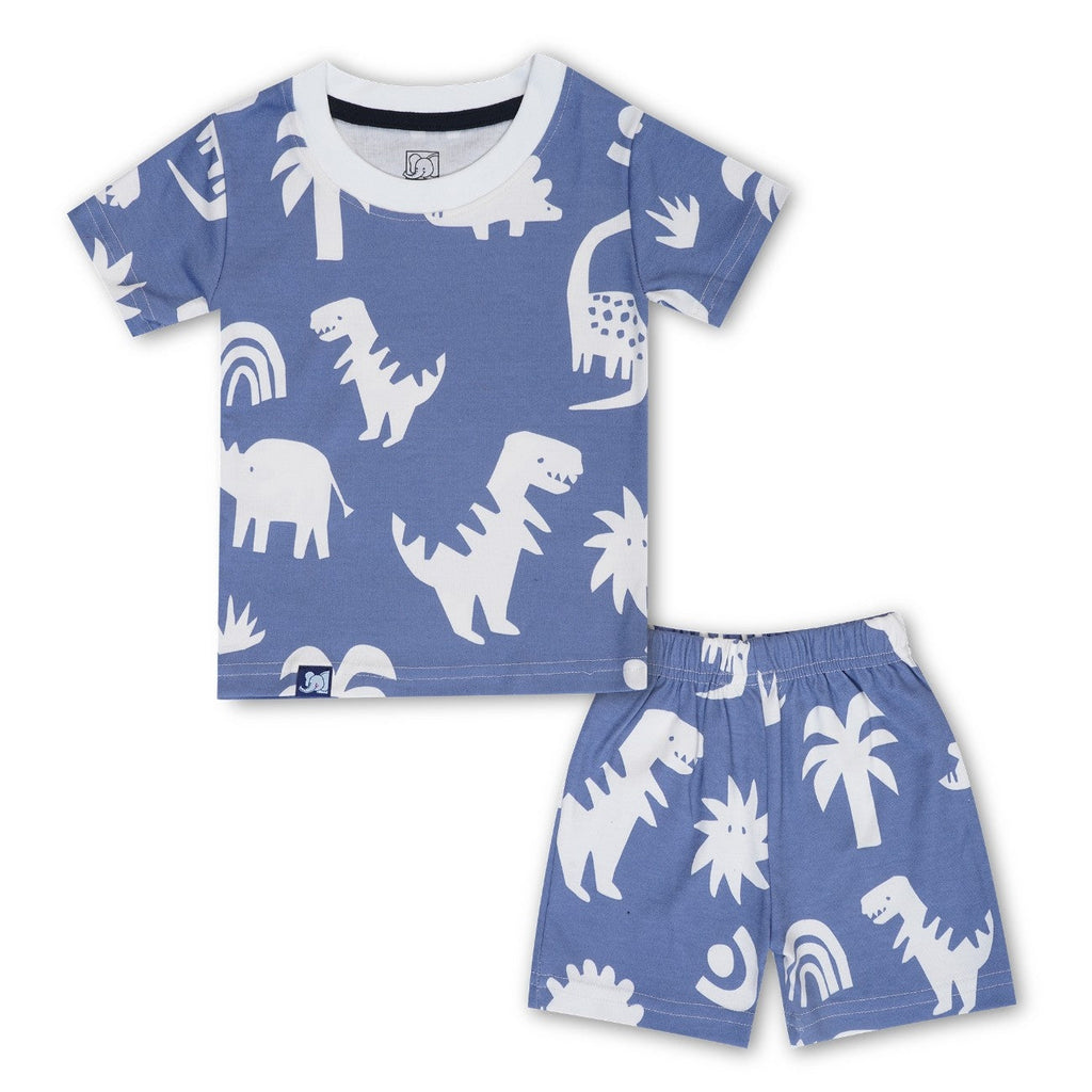 dino printed white kids clothing set