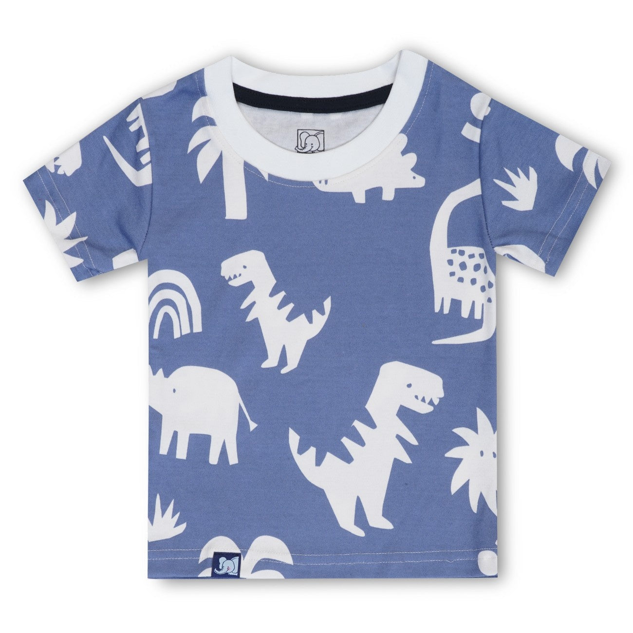 dino printed white kids clothing set tshirt
