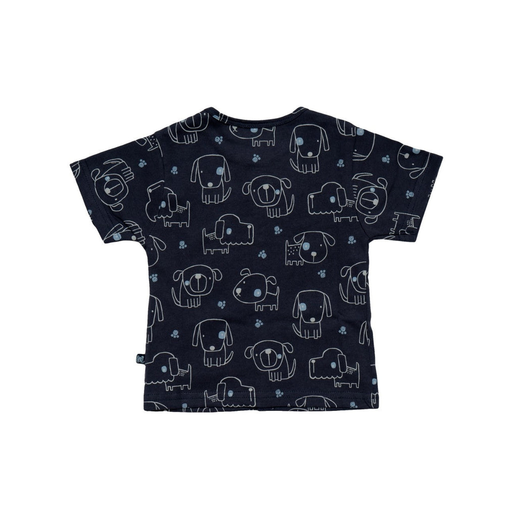 dog printed cotton baby clothing set back view