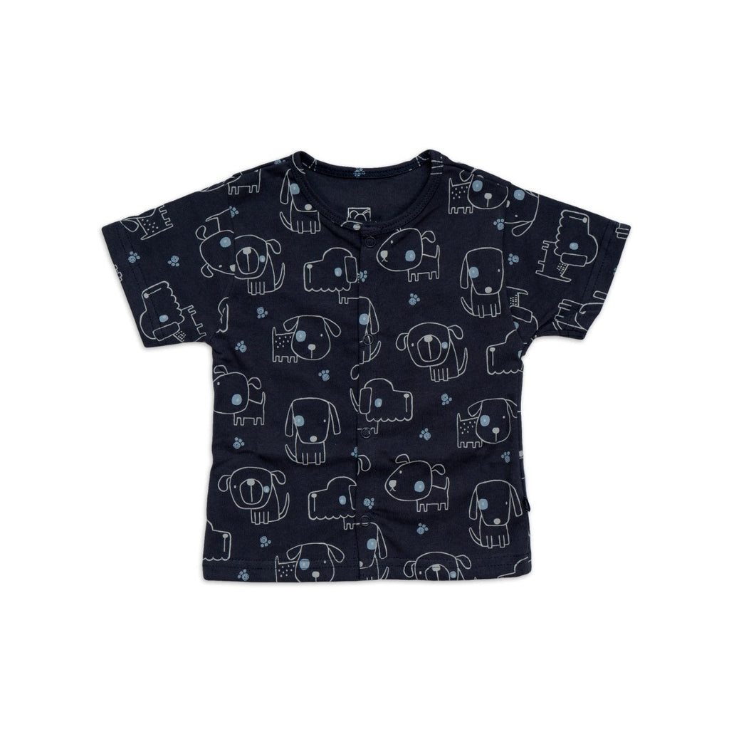 dog printed cotton baby clothing set front view