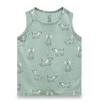 Cute Dogs Printed Green Kids Clothing Set tshirt