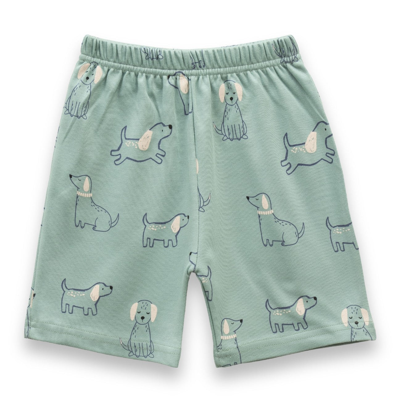 Cute Dogs Printed Green Kids Clothing Set shorts