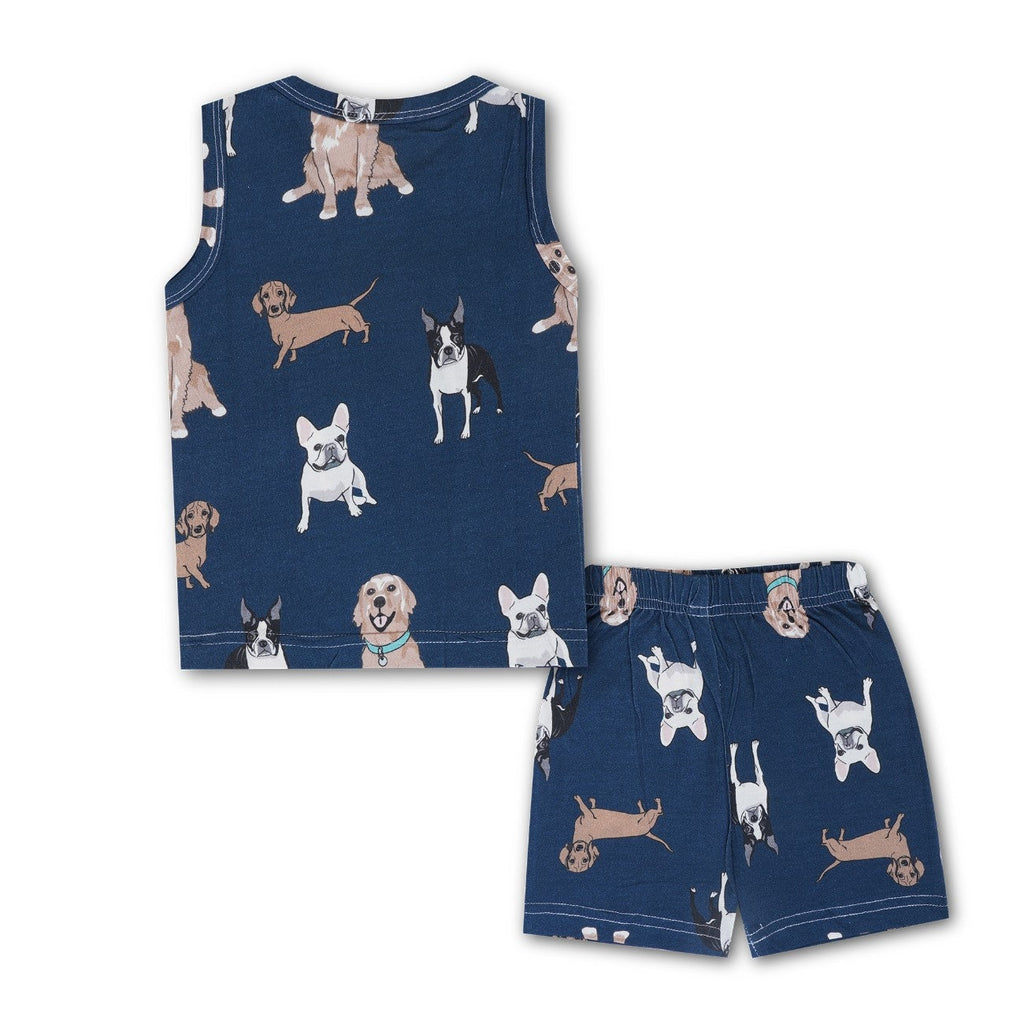 Dogs Printed Blue Kids Clothing Set back
