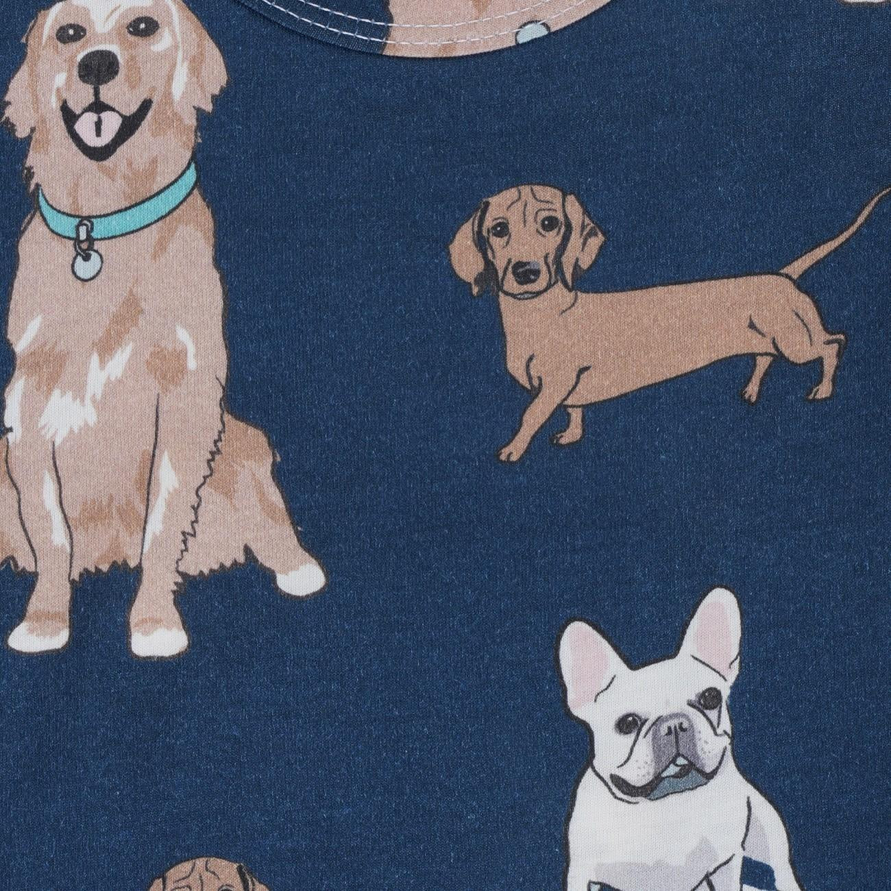 Dogs Printed Blue Kids Clothing Set closeup