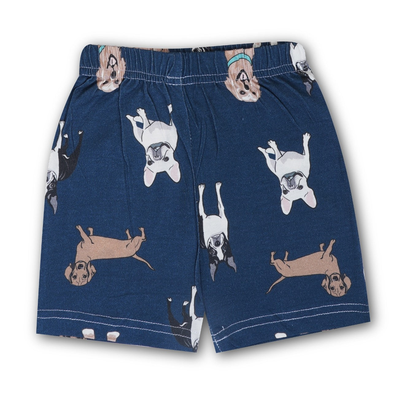 Dogs Printed Blue Kids Clothing Set shorts