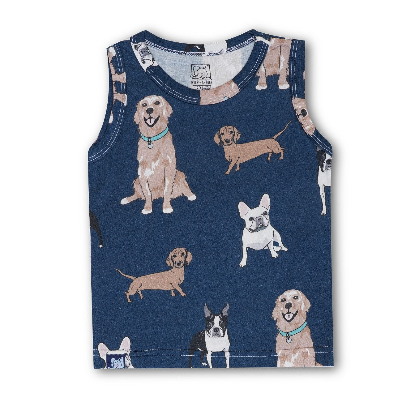 Dogs Printed Blue Kids Clothing Set tshirt