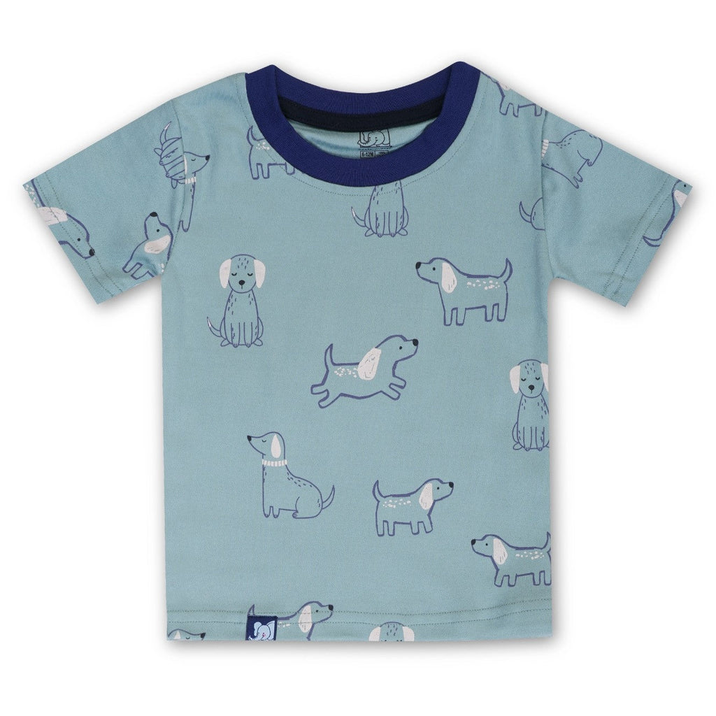 dogs printed green kids wear set tshirt
