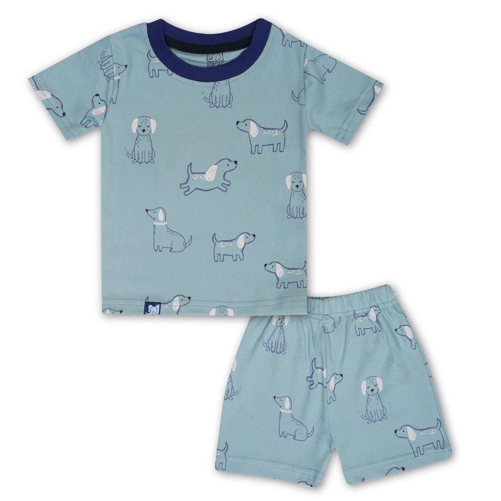 dogs printed green kids wear set