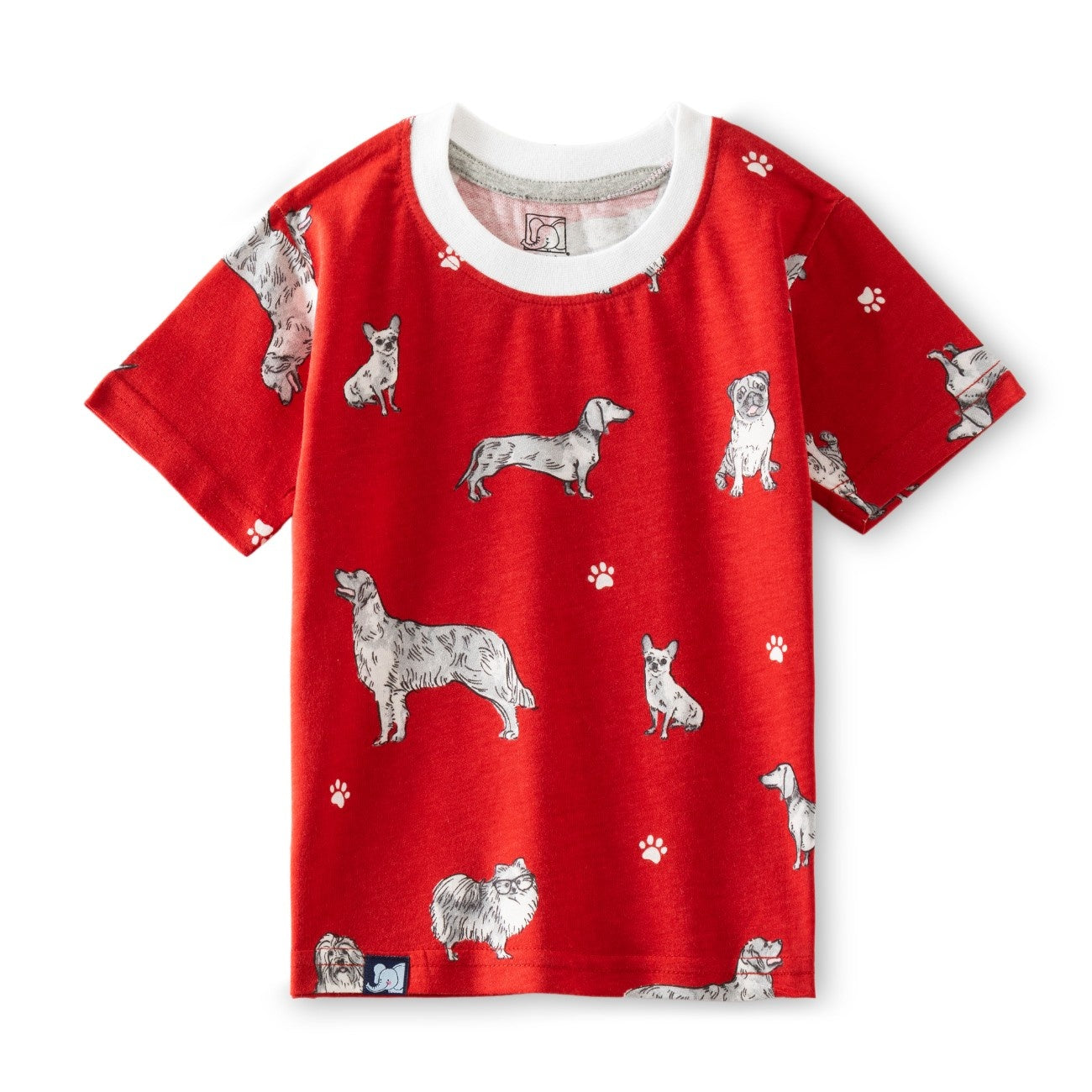 dogs family printed red kids clothing set tshirt