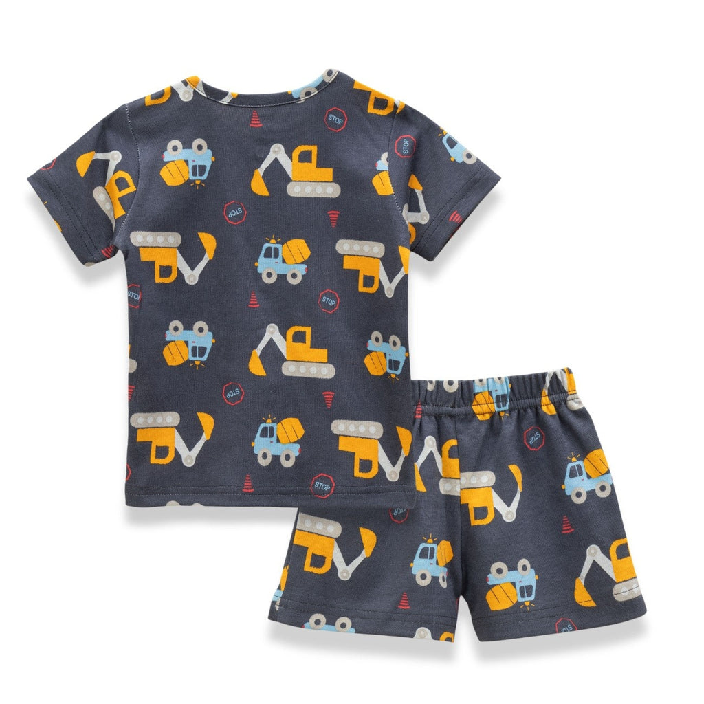 vehicle printed baby clothing set cotton back
