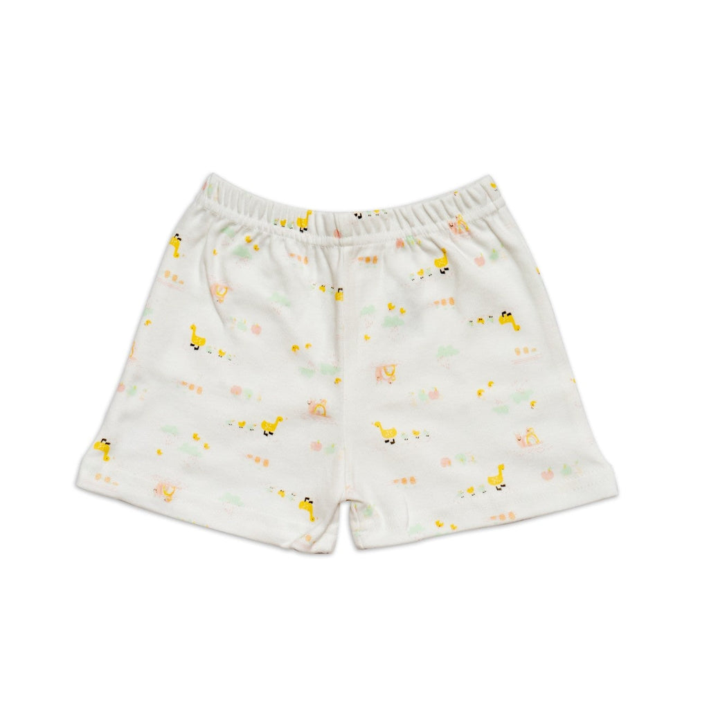 duck printed cotton baby clothes white shorts