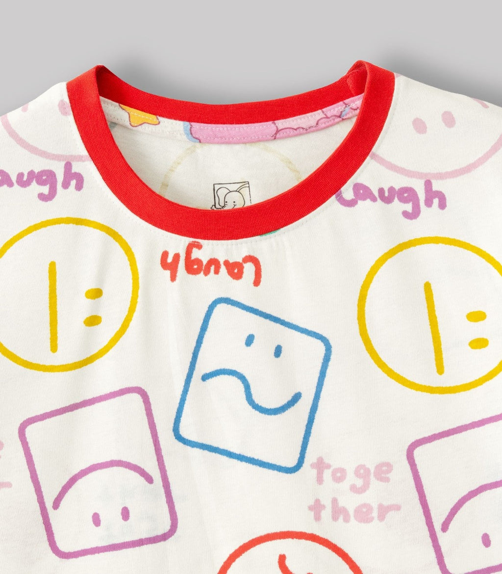emoji kids cotton clothing set closeup