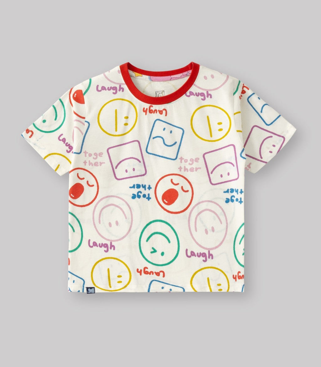 emoji kids cotton clothing set tshirt