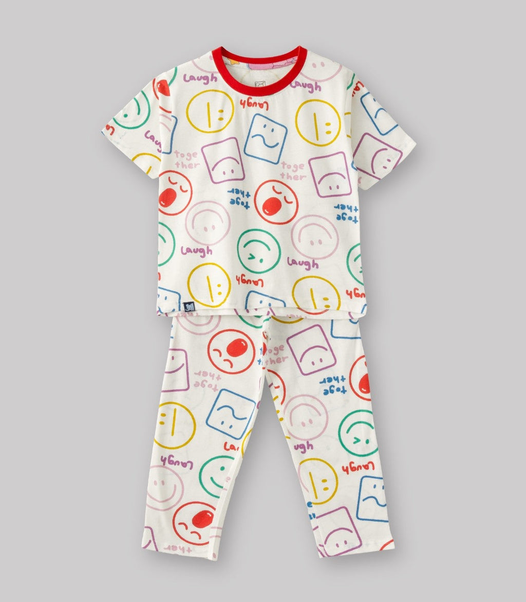 emoji kids cotton clothing set 