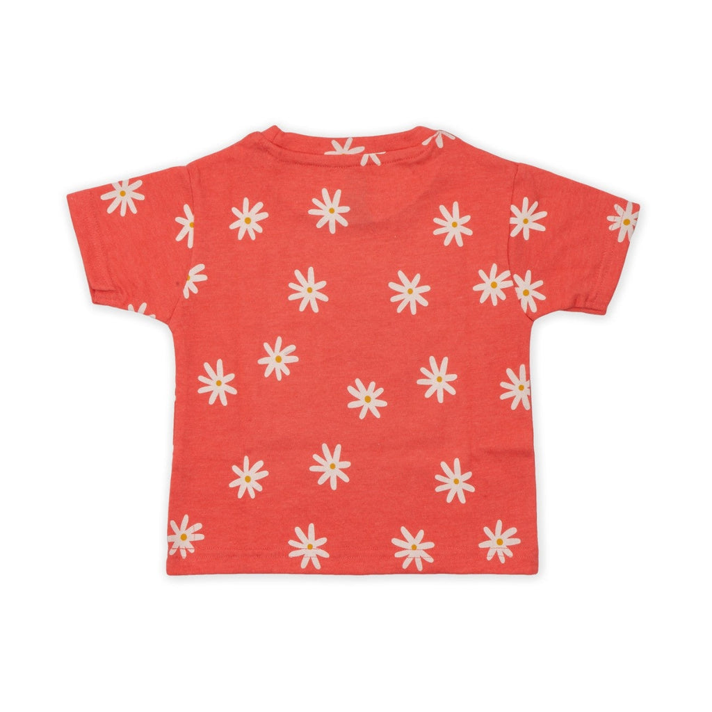 floral printed pink baby cotton clothing set back view