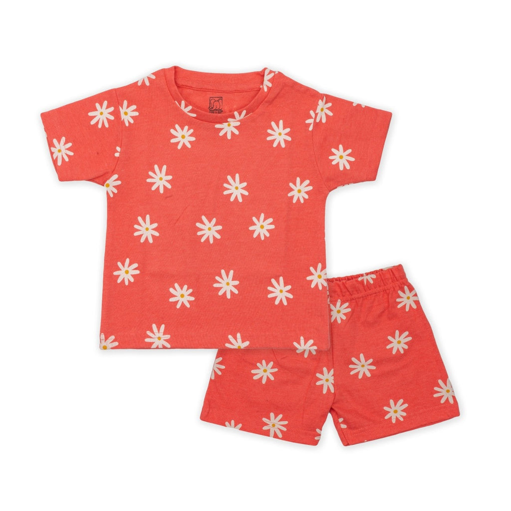 floral printed pink baby cotton clothing set 