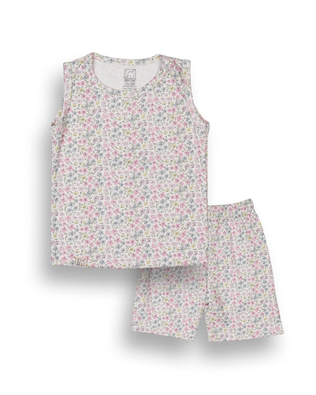Tiny Floral Printed Pink Kids Clothing Set front