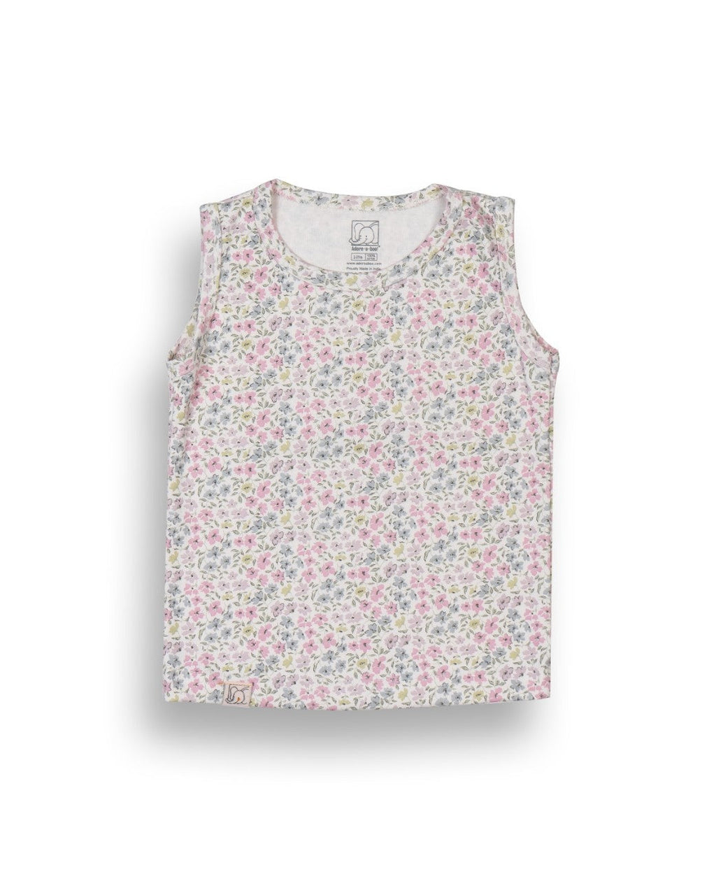 Tiny Floral Printed Pink Kids Clothing Set tshirt